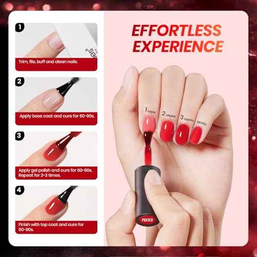 Beetles Red Jelly Gel Nail Polish Set - Luminous Ruby Jelly Gel Polish, 6 Colors Christmas Burgundy Gel Nail Kit Sheer Red Neutral Translucent Effect Soak off UV DIY Salon Manicure Gift for Women