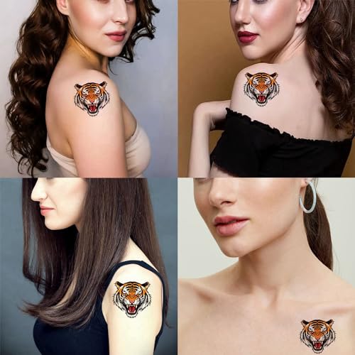 Tiger Temporary Tattoos for Men & Women - 6 Sheet Pack