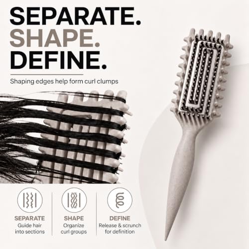 MMBVSZ Curly Hair Brush for Detangling & Defining Curls - Beige
