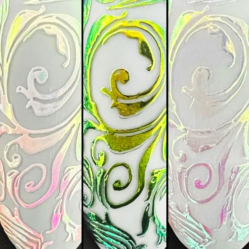 SheModern CHROME BLACK + CLEAR + WHITE Stamping Polishes (Set of 3) LED/UV Cure Semi-Gel Collection For Nail Art Design with Option for Creative Dry Coloring with Chrome Pigment Powder
