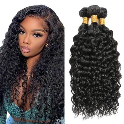 Brazilian Virgin Water Wave Hair Bundles - 18 Inch #1B Natural Black