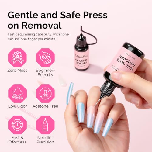 MelodySusie Nail Glue Remover Set - 15ML & 30ML, Gentle & Effective
