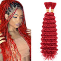 Red Human Braiding Hair 14 Inch 100g Boho Deep Wave