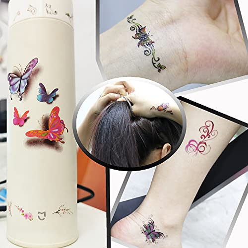 30-Sheet Black Butterfly Temporary Tattoos for Women