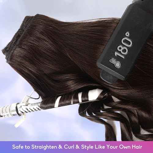 Dark Brown Clip in Hair Extensions Real Human Hair Invisible Seamless Remy Human Hair Clip in Extensions for Women 18 Inch 100g, 8pcs Per Set with Double Weft