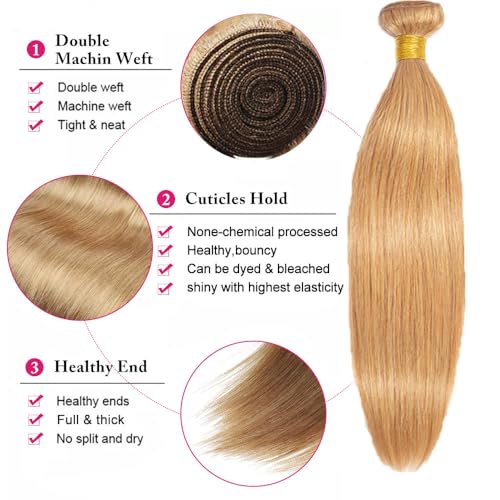 #27 Honey Blonde Straight Human Hair Bundle 16 Inch 50g