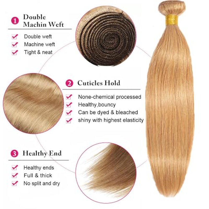 #27 Honey Blonde Straight Hair Bundle 18 Inch 50g