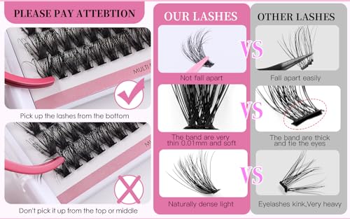 DIY Eyelash Extensions Kit 280pcs Clusters 30D 40D 50D 8-16mm