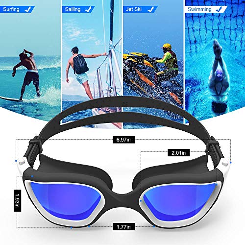 ZIONOR Swim Goggles, G1 Polarized Swimming Goggles UV Protection Leakproof Anti-fog Adjustable Strap for Adult Men Women (Polarized Mirror Blue Lens)