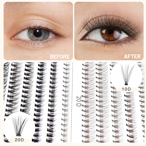 Bodermincer Lash Extensions 240pcs C Curl 10D/20D Cluster