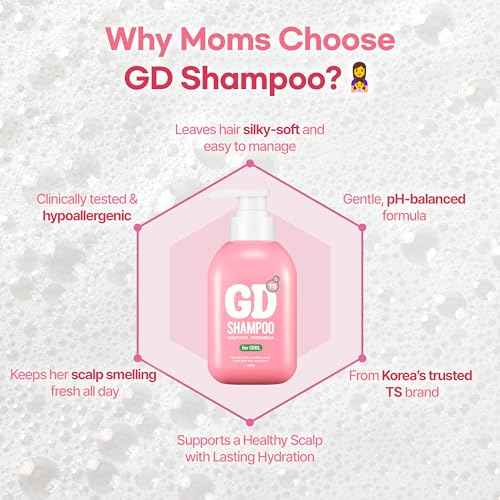 TS GD Shampoo for Teens | Korean Anti-Dandruff for Oily & Itchy Scalp | Fruity Allergy-Free Scent | Sulfate-Free Gentle Hair Care (14.1 Oz) (GD Shampoo for girl)