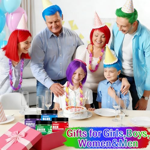 4-Color Temporary Hair Color Wax Set - Washable Hair Dye for Kids & Adults