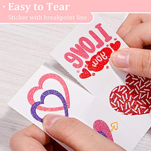 Whaline 160Pcs Glitter Heart Temporary Tattoos Valentine Party Favor