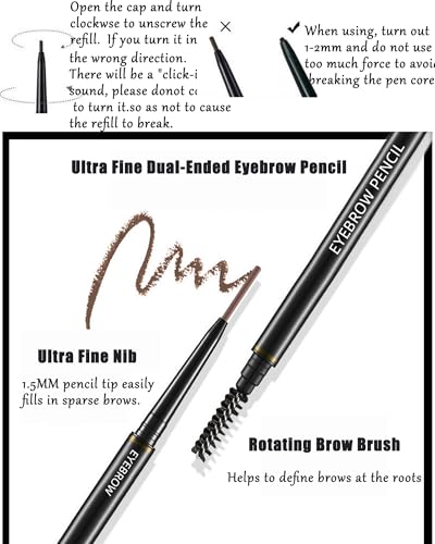 12-Piece Waterproof Eyebrow Pencil Set, Light Brown