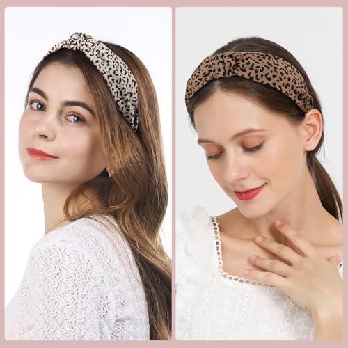 Knotted Headbands for Women, 9-Piece Set with Leopard Print