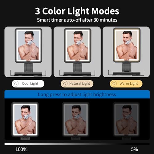 Heated Fogless Shower Mirror 9.5x7" with LED Light