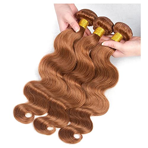 Brown Body Wave Hair Extensions - 3 Bundles of Unprocessed Virgin Human Hair, 20-24 Inch