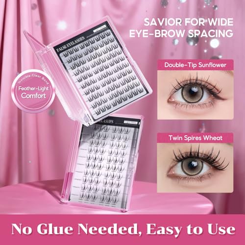Glue-Free Cluster Eyelashes - 12MM Natural Wispy Lashes