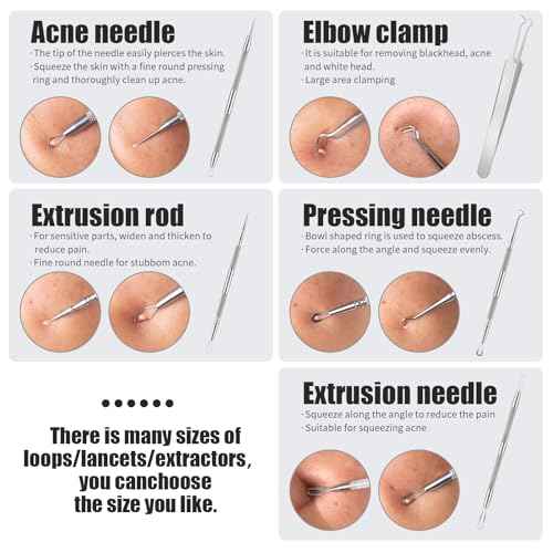Pimple Popper Tool Kit Blackhead Remover Comedone Extractor Kit with Metal Case for Facial and Nose Quick and Easy Removal of Pimples, Blackheads, Zit - Acne Tools
