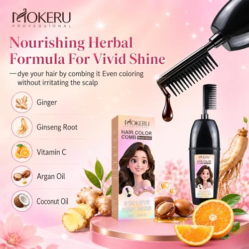 3-in-1 Herbal Hair Coloring Comb - Ammonia-Free Gray Coverage