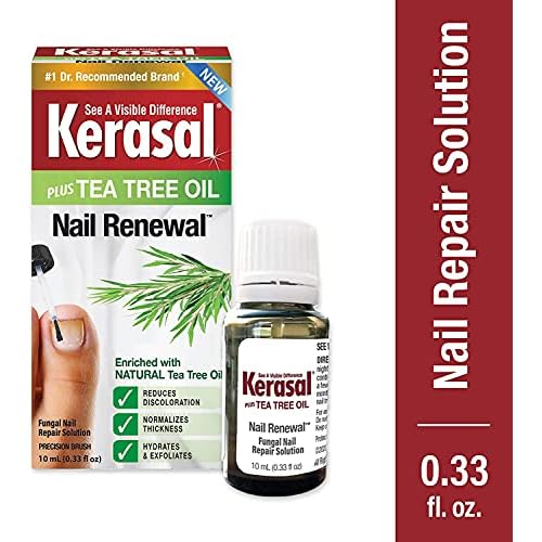 Kerasal Nighttime 14-Patch Nail Repair for Fungus Damage and 0.33oz Nail Renewal Solution with Tea Tree Oil