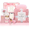 Gifts for Women Self Care Gifts Get Well Soon Gifts, Rose Relaxation Spa Gift Basket Sets with Luxury Flannel Blanket, Unique Mothers Day Mom Gifts Basket for Mom Wife Grandma Sister Friend