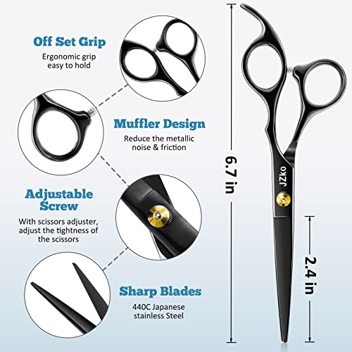 Hair Cutting Scissors Kits, Professional Hairdressing Scissors Set, Stainless Steel Thinning Scissors for Barber/Salon/Home/Men/Women/Kids/Adults Shear Sets Shears (Black)