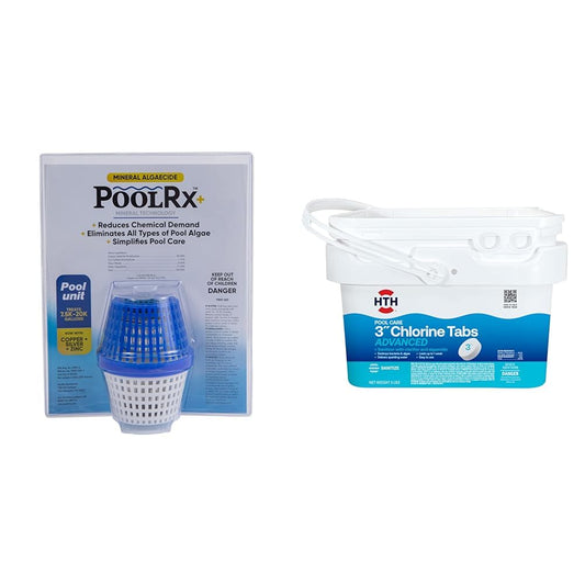 PoolRX+ 7.5k-20k Gallon Unit and HTH 42052W 5lb Individually Wrapped 3" Chlorine Tabs for Pools