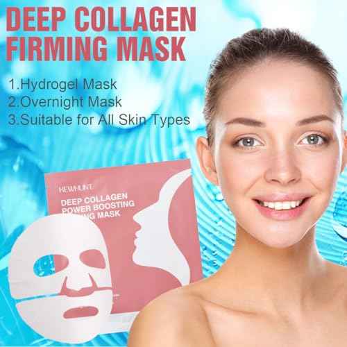 Deep Collagen Face Mask Overnight, Bio- Collagen Mask Real Deep Mask, Hydrating Hydrogel Masks with Low Molecular Collagen for Firming, Elasticity, Pore Minimizing 40g x 5ea Christmas Gifts
