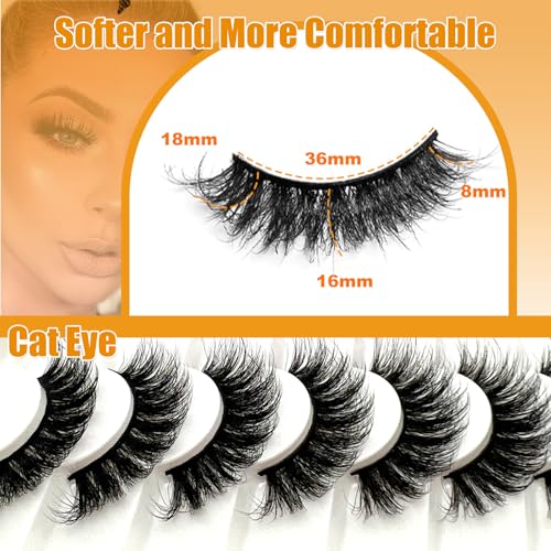 loladook 18mm Cat Eye Mink Lashes - 3D Full Strip Fluffy Eyelashes