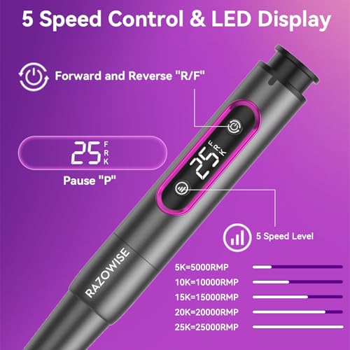 Professional Electric Nail Drill – 12 Bits, 5 Speeds, LED Display