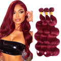 Burgundy Body Wave Human Hair Bundles 18 20 22 Inch
