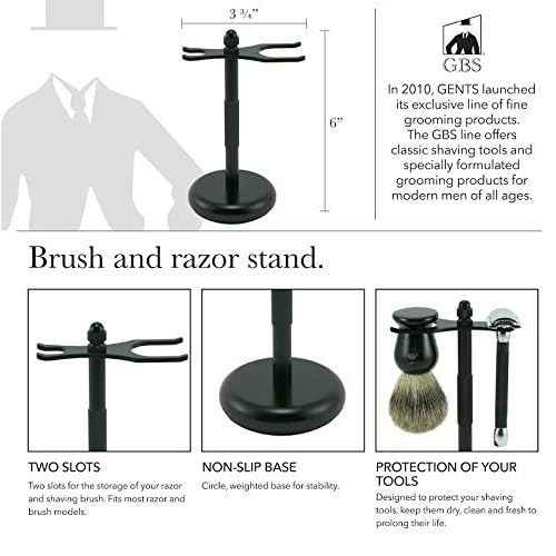 G.B.S Men's Shaving Set, Heavy-Duty Adjustable Double Edge Safety Razor and Shave Mug, Natural Soap, Blades, Shaving Brush and Razor Stand After Shave Balm Pre-Shave Oil