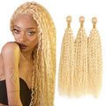 613 Blonde Kinky Curly Human Hair Bundles 3 Pack