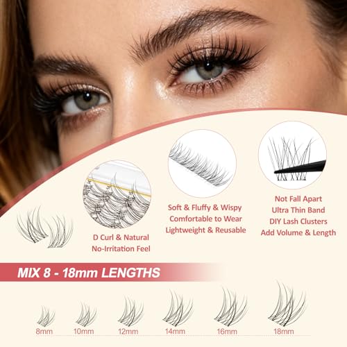 LAVONE Lash Clusters 140 Pcs D Curl DIY Eyelash Extensions
