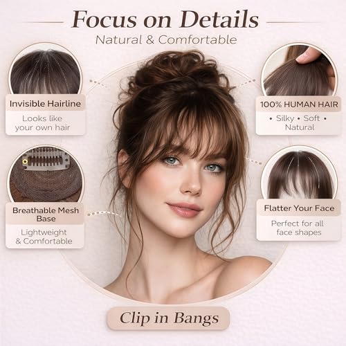 Clip-in Bangs Human Hair French Fringe Ash Blonde