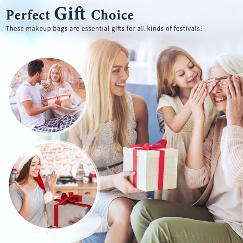 NATINSA 4-Piece Sky Blue Quilted Cosmetic & Travel Makeup Bag Set for Women