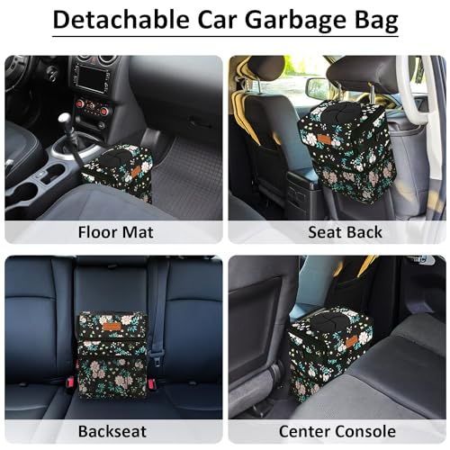 ELONGRIVER Car Trash Can Bin for Car Back Seat Leak Proof, Cute Car Trash Bag Hanging, Vehicle Trash Can for Suv Truck Van, Automotive Car Garbage Cans Front Seat Colorful Floral