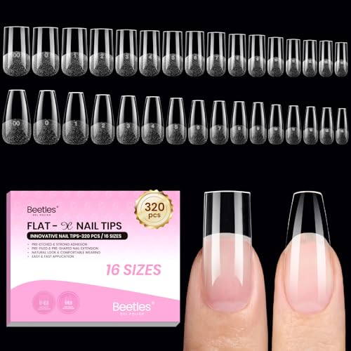 Beetles Flat-X Square Coffin Nail Tips 16 Sizes 320pcs Medium