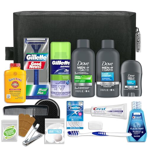 Men's 20-Piece Travel Kit with TSA Compliant Toiletries & Black Bag