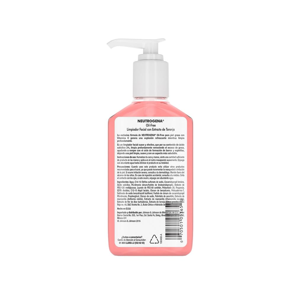 Neutrogena Oil-Free Salicylic Acid Pink Grapefruit Pore Cleansing Acne Wash and Facial Cleanser with Vitamin C, 9.1 fl. oz