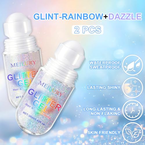 Roll-On Body Glitter Gel – Holographic Chameleon Shimmer