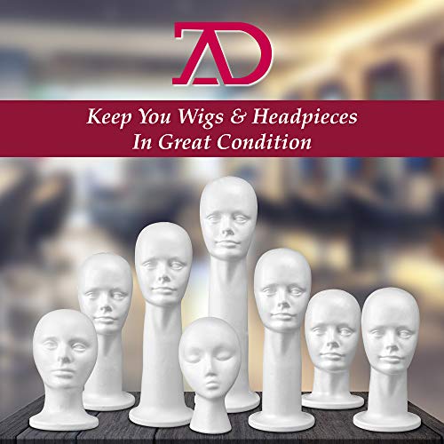 15'' Inch Styrofoam Head Wig Head Mannequin Manikin, Style, Model & Display Women's Wigs, Hats & Hairpieces Stand - Large, by Adolfo Designs