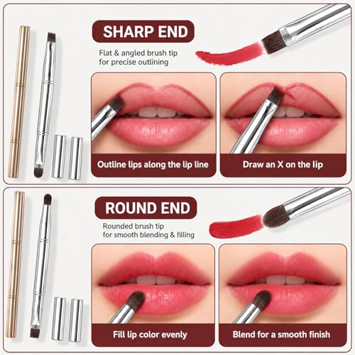 2-Pack Retractable Lip Brush Dual-Ended Silver & Gold