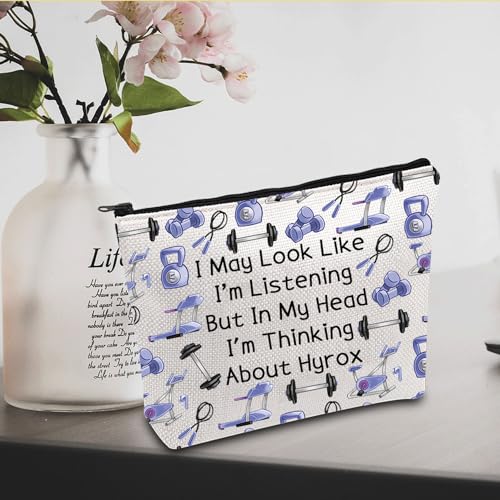 JXGZSO Funny H Gift I'm Thinking About H Makeup Bag Fitness Inspirational Gift Gym C Cosmetic Bag Sport Lover Gift