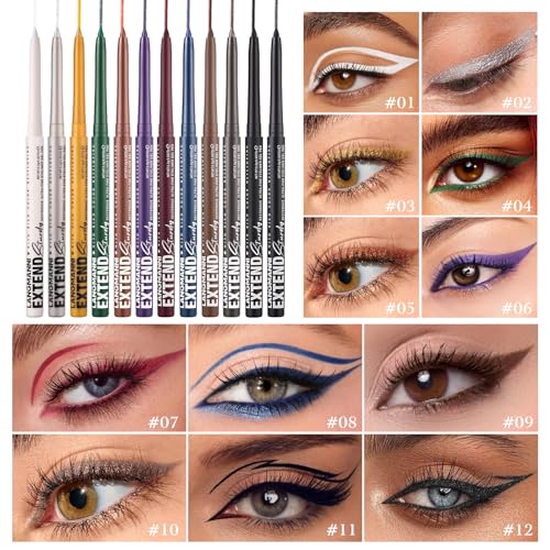 LANGMANNI 12-Piece Colorful Eyeliner Pencil Set – Waterproof & Long-Lasting