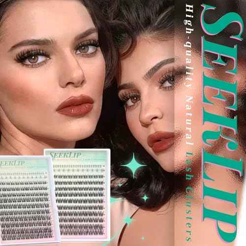 Wispy Lash Clusters 146pcs Natural Lashes Clusters with Bottom Lashes 6-16mm Lightweight Individual Eyelashes Soft Eyelashes Cluster with Thin Band DIY Natural Look Lash Extensions (Lilac)