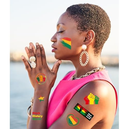 Oringaga 264 Black History Month Party temporary Tattoos Stickers Happy Black History Month Freedom Day Party Supplies Goodie Bag Stuffers Favors Prize Motivational Stickers 24 Sheets