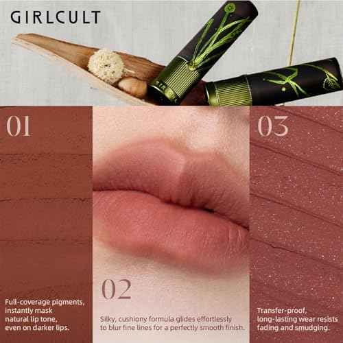 GIRLCULT Matte Lipstick ? Long Lasting Velvet Finish, Smudge Proof & Lightweight Lipstick for Women, Transfer Proof One-Swipe Color, Gift for Her (S07)