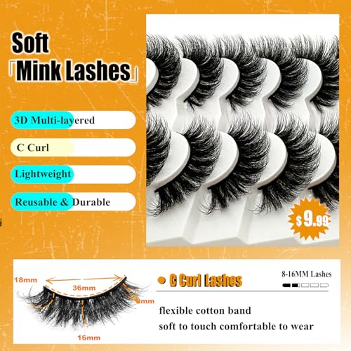 loladook 18mm Cat Eye Mink Lashes - 3D Full Strip Fluffy Eyelashes